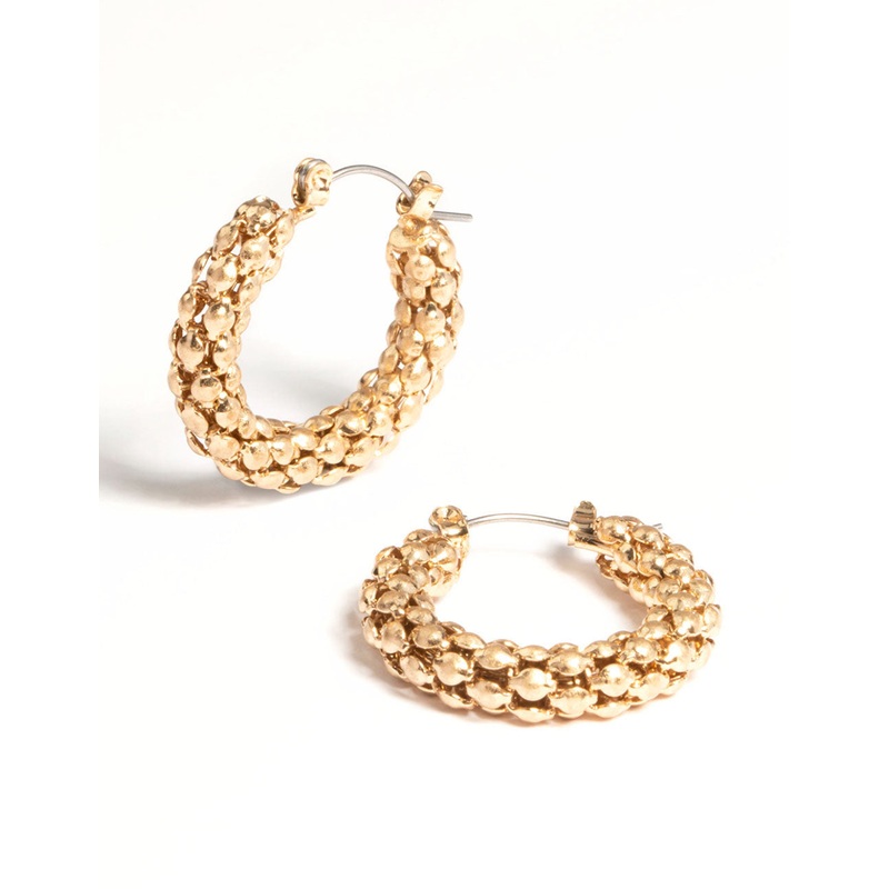 Gold Beaded Hoop Earrings
