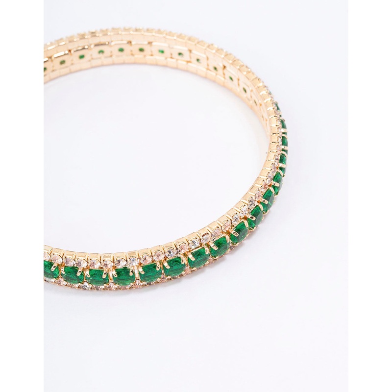Gold Diamante Emerald Wrist Cuff