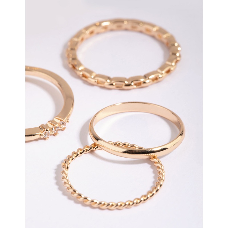 Gold Diamante RIng 6-Pack