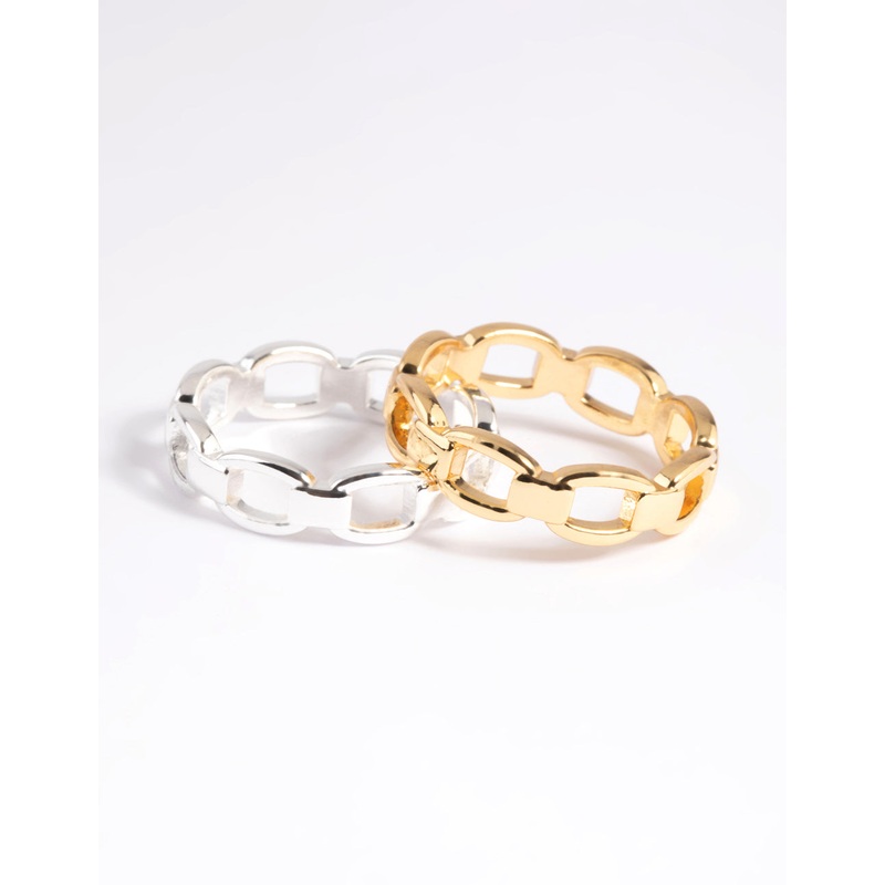 Gold Plated Double Chain Ring|SM|ML