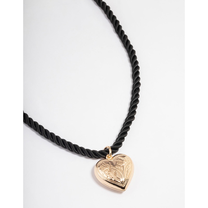 Gold Textured Heart Twist Necklace