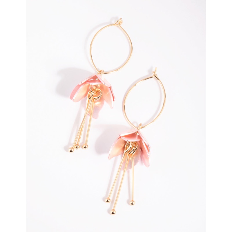 Pink Flower Drop Earrings