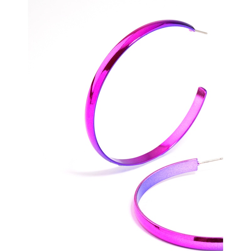 Pink Shiny Smooth 58mm Hoop Earrings