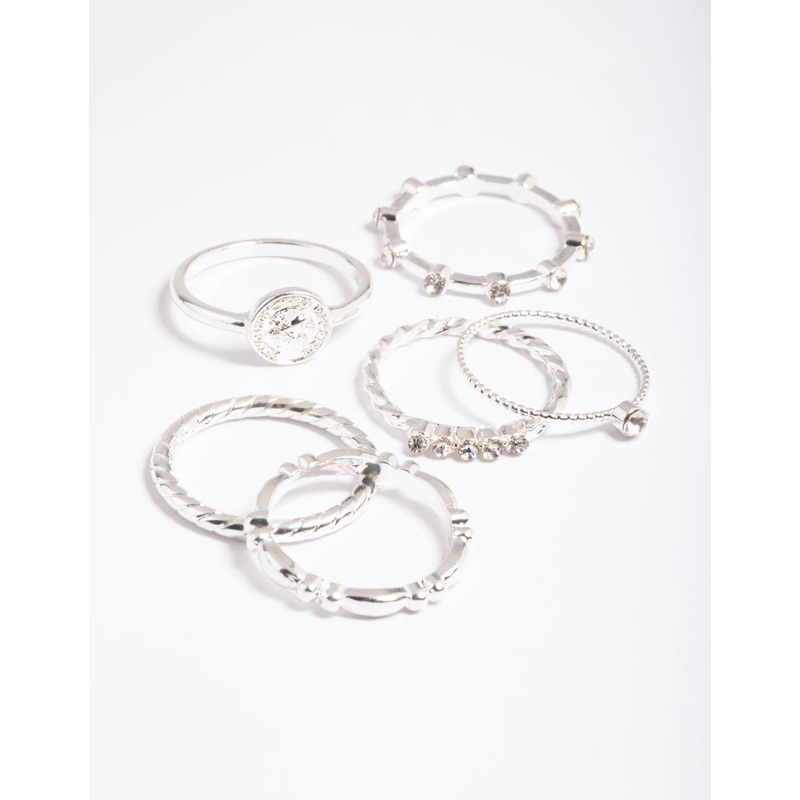 Silver Mini Coin Rings 6-Pack|SM|ML