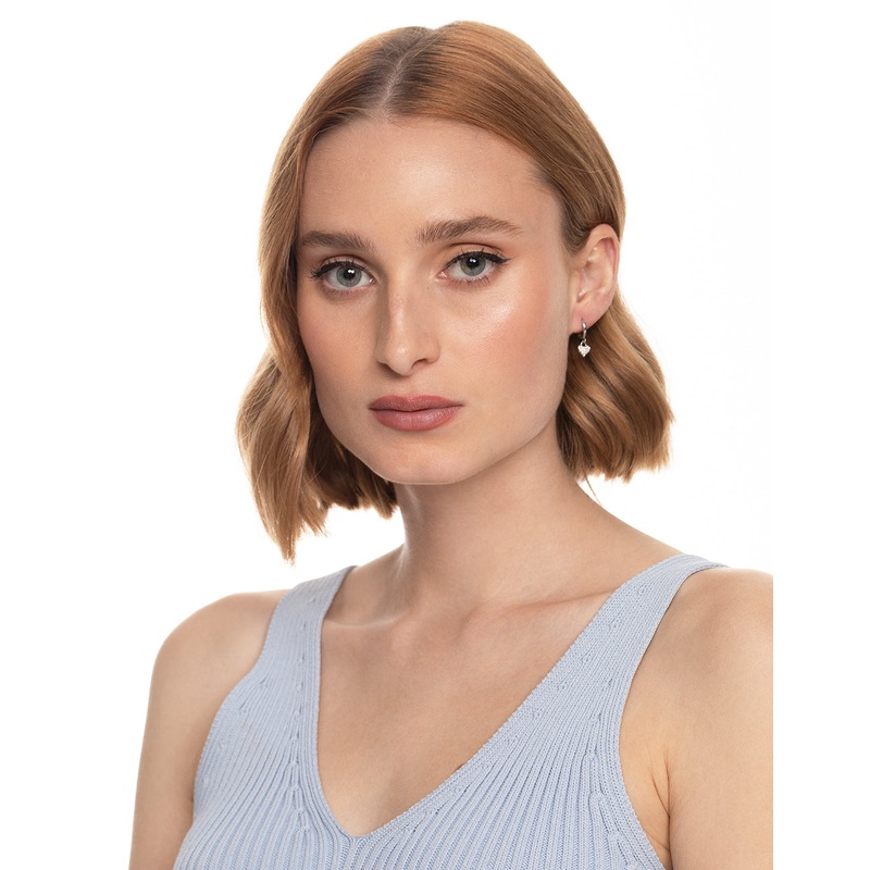 Surgical Steel Pave Heart Hoop Earrings