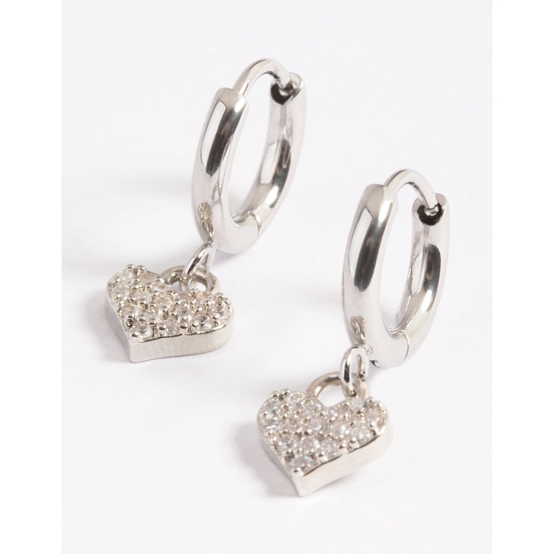 Surgical Steel Pave Heart Hoop Earrings