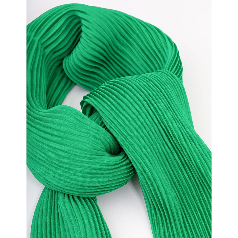Fabric Green Pleated Satin Scarf