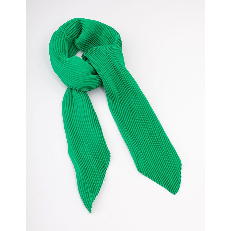 Fabric Green Pleated Satin Scarf