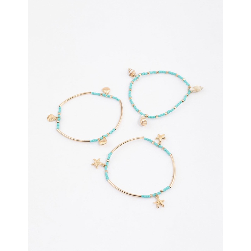 Gold Bold Bar Starfish Adjustable Bracelet