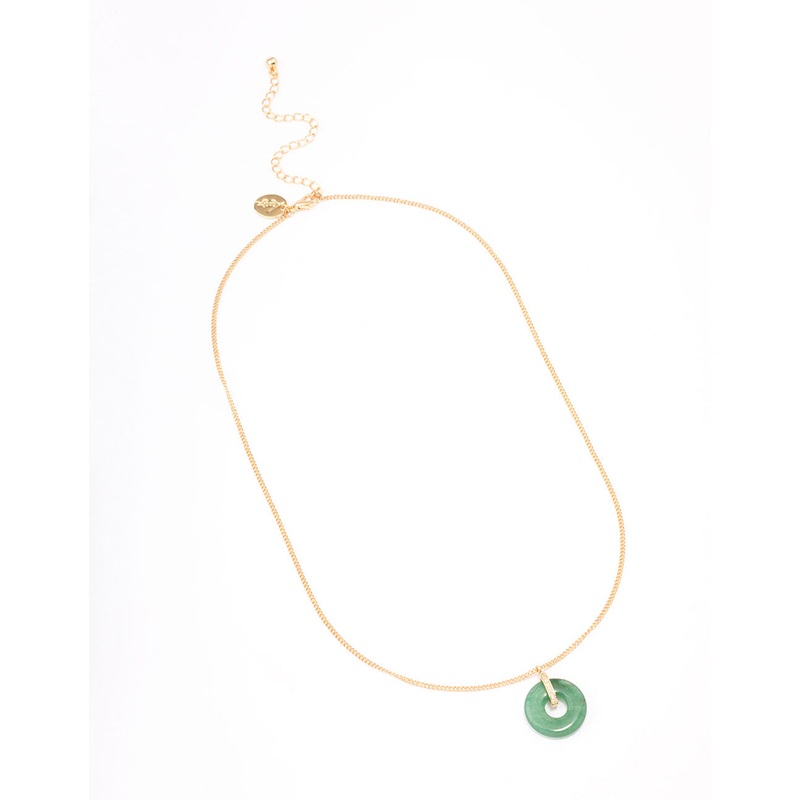 Gold Plated Cubic Zirconia Semi-Precious Donut Necklace