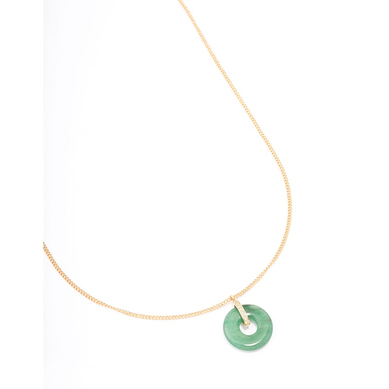 Gold Plated Cubic Zirconia Semi-Precious Donut Necklace