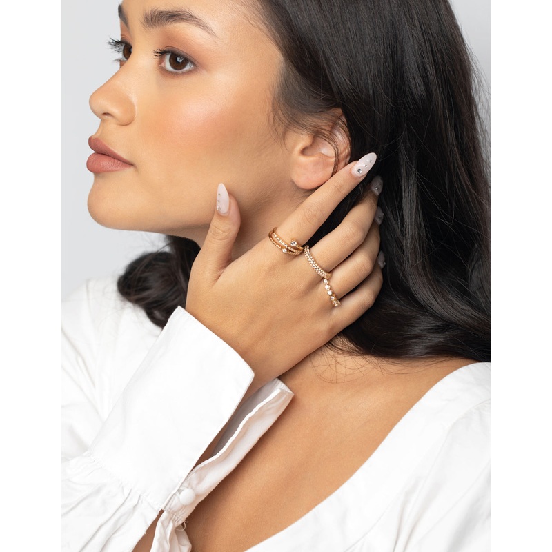 Gold Plated Mixed Shape Ring Stack 4-Pack