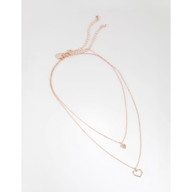 Rose Gold Double Heart Layered Necklace