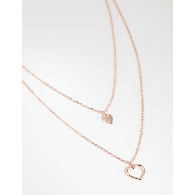 Rose Gold Double Heart Layered Necklace