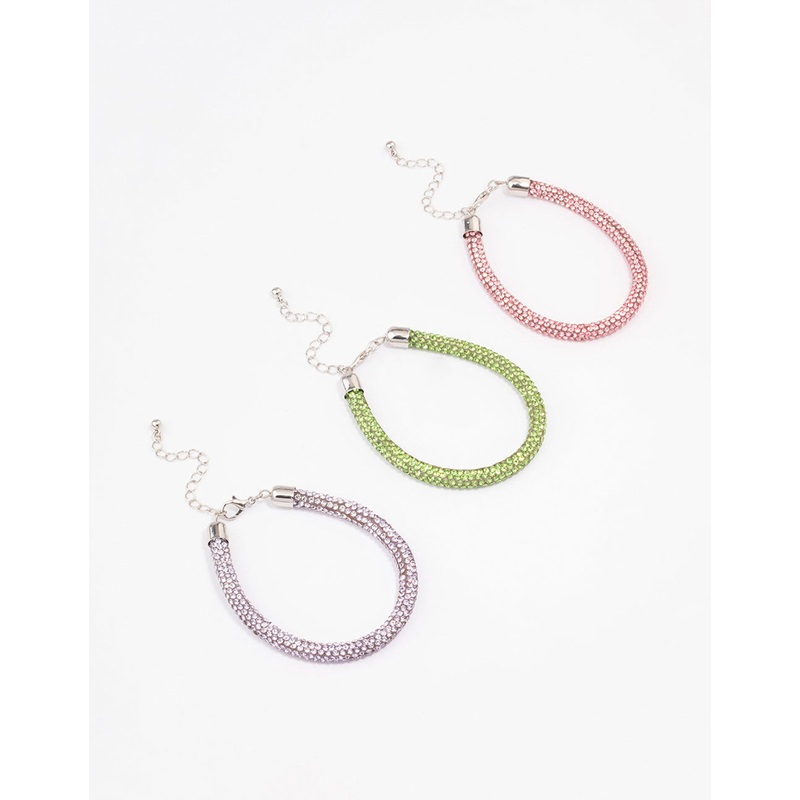 Silver Diamante Bracelet 3-Pack