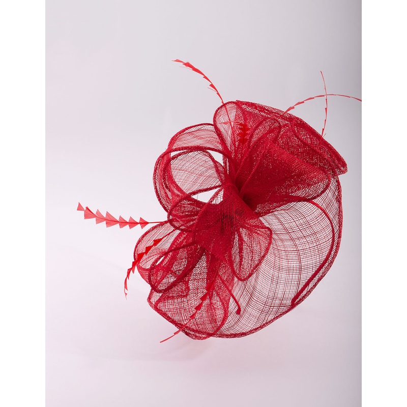 Triangular Red Feather Fascinator