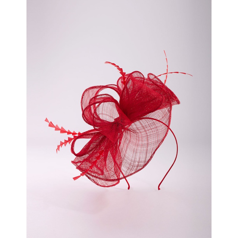 Triangular Red Feather Fascinator