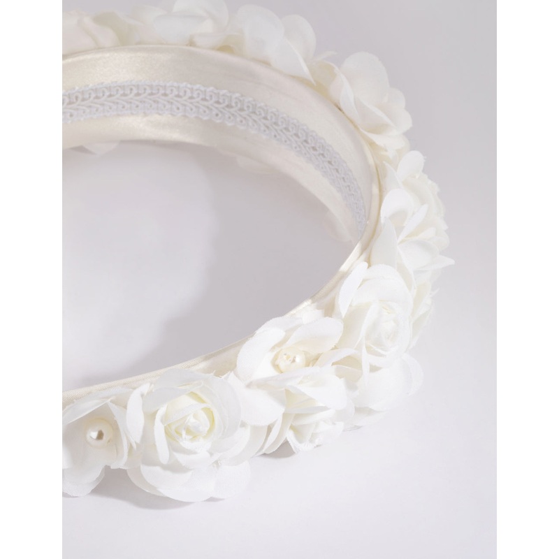 White Flower & Pearl Alice Band