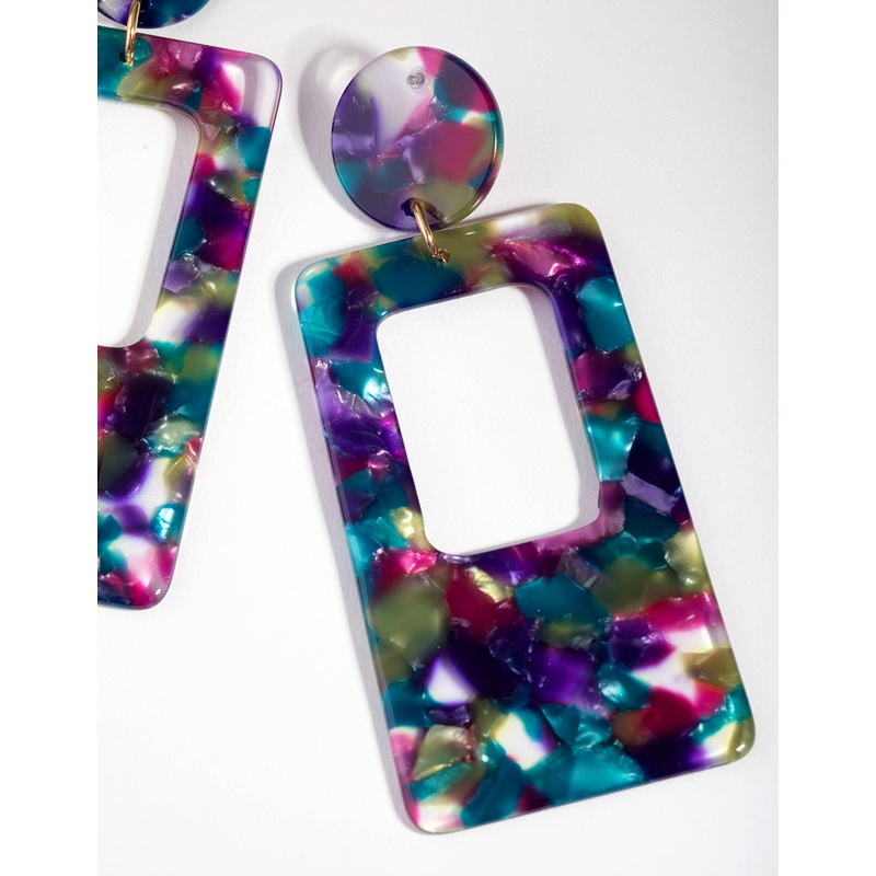 Acrylic Rectangle Cut-Out Drop Earrings
