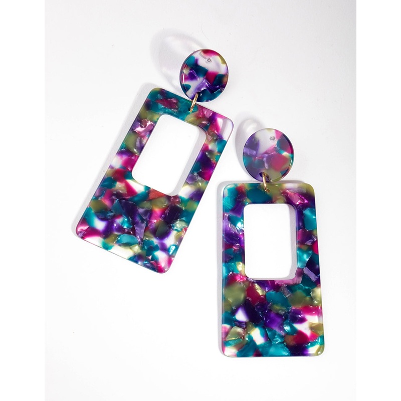 Acrylic Rectangle Cut-Out Drop Earrings