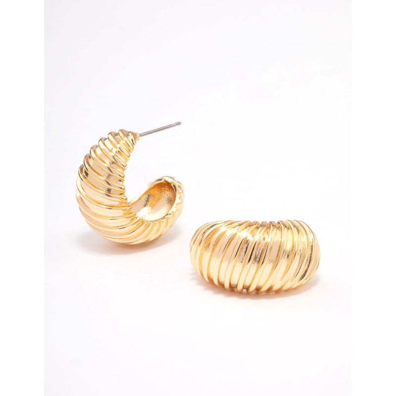 Gold Plated Bold Croissant Hoop Earrings