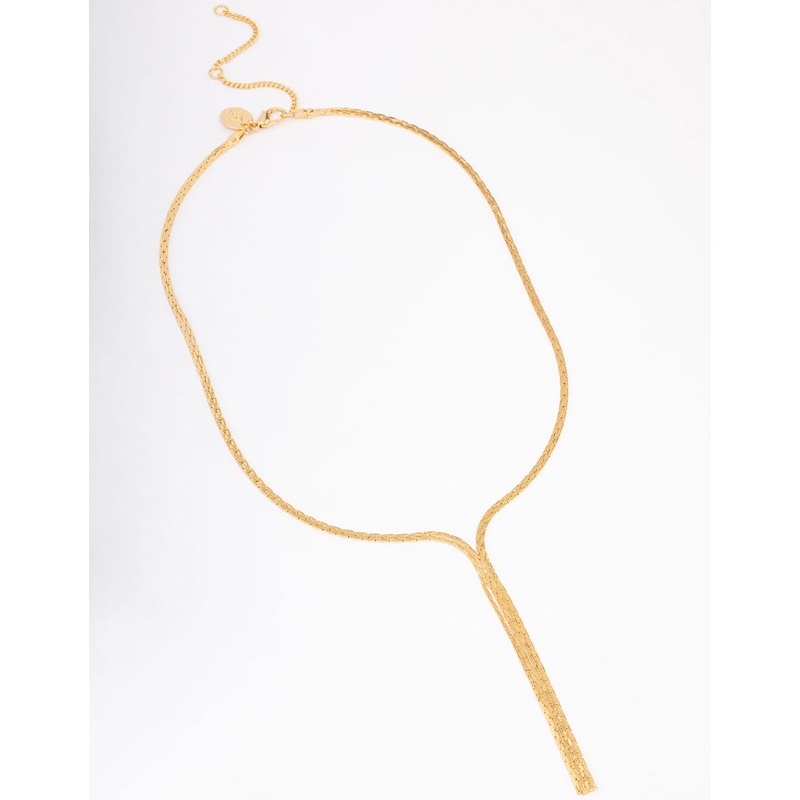 Gold Plated Double Fine Lariat Necklace