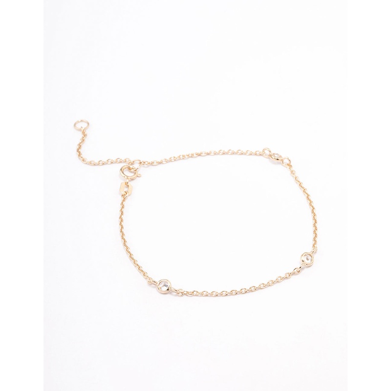 Gold Plated Sterling Silver Triangular Round Cubic Zirconia Bracelet