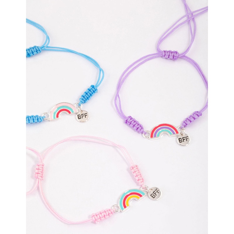 Kids Silver Rainbow BFF Stretch Bracelet Pack