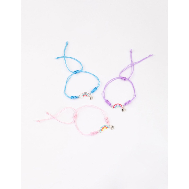 Kids Silver Rainbow BFF Stretch Bracelet Pack