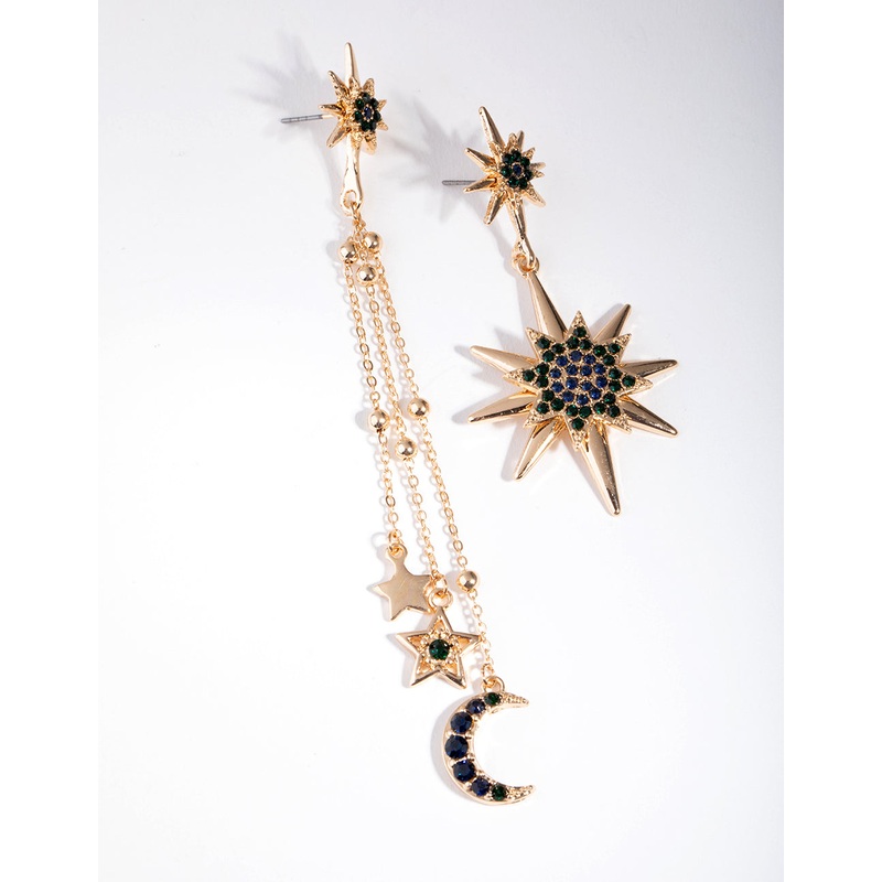 Mixed Metals Mismatched Celestial Earrings