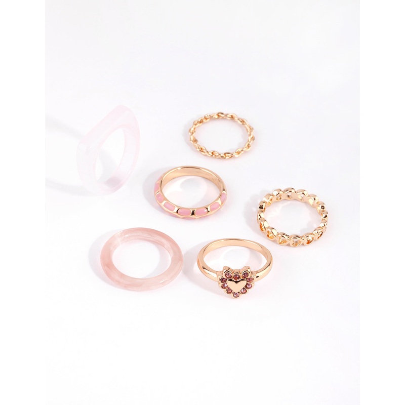 Pink Acrylic Heart Ring Pack|SM|ML