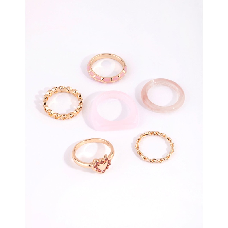 Pink Acrylic Heart Ring Pack|SM|ML