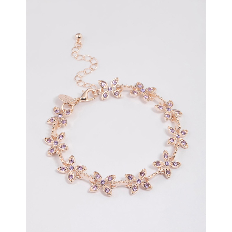 Rose Gold Diamante Flower Bracelet