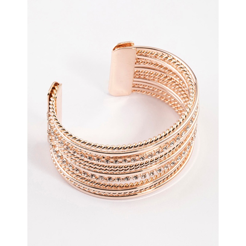 Rose Gold Layered Diamante Wrist Cuff