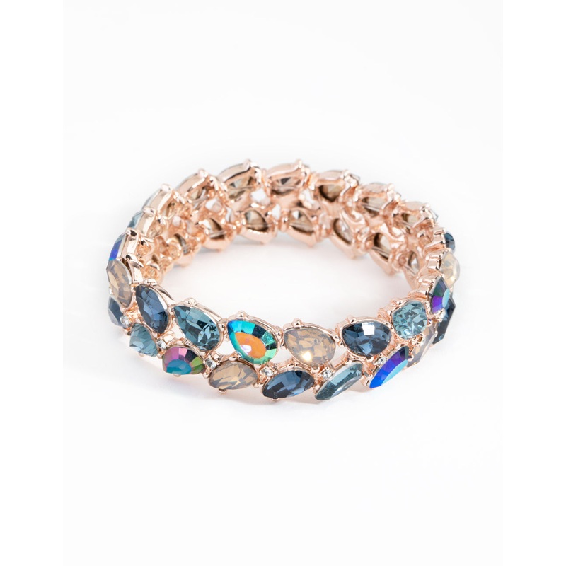 Rose Gold Navette Mix Stretch Bracelet