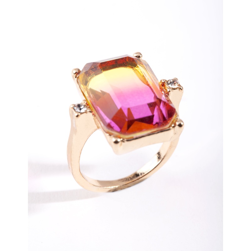 Gold Pink & Yellow Ombre Ring|SM|ML