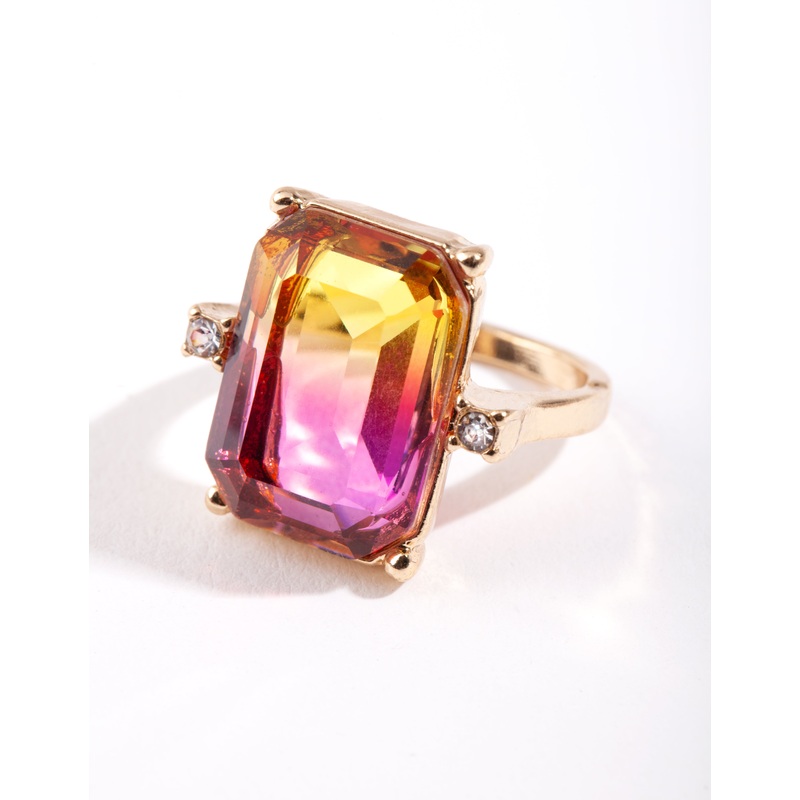 Gold Pink & Yellow Ombre Ring|SM|ML