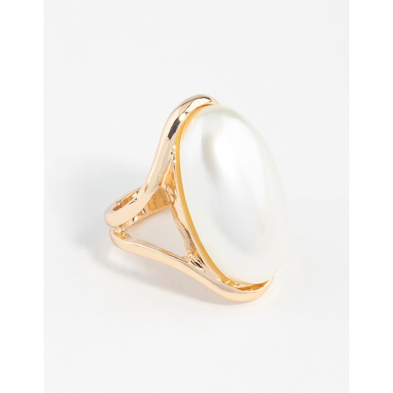 Gold Statement Pearl Stone Ring