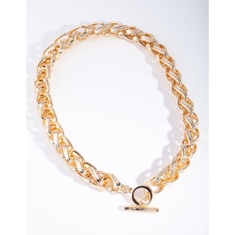 Gold Twist Link Chain T & O Necklace