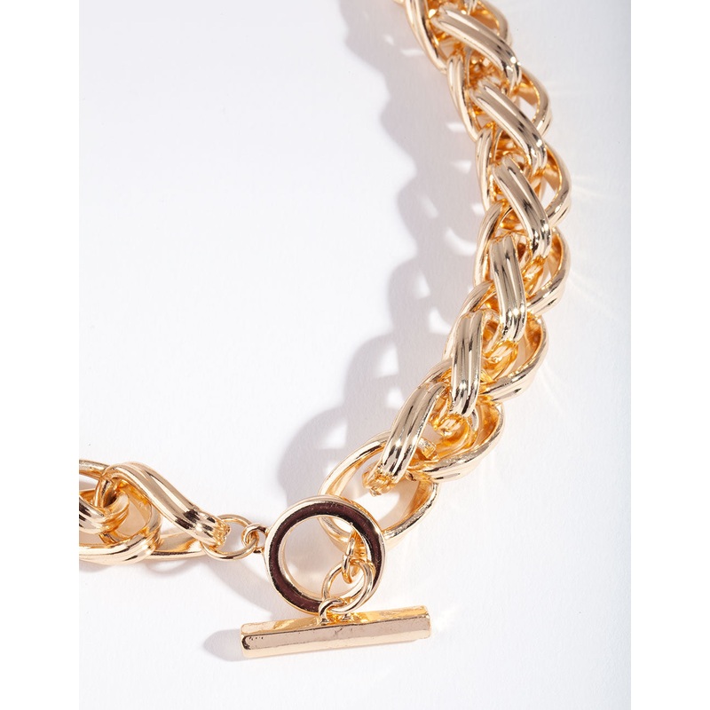 Gold Twist Link Chain T & O Necklace