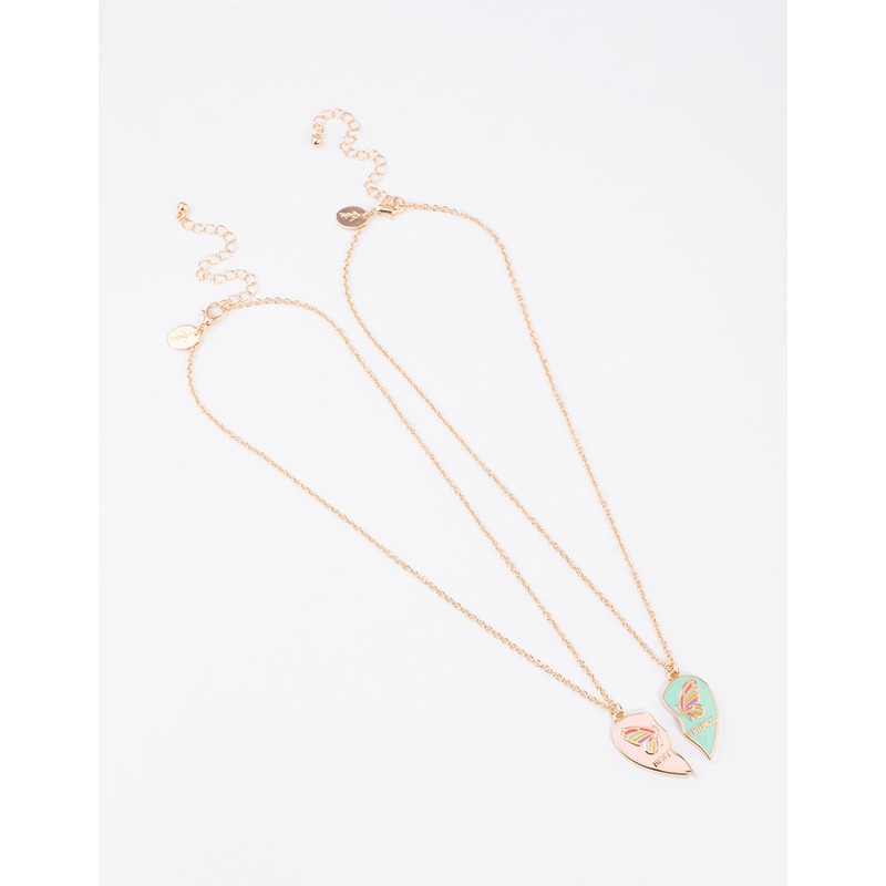 Kids Butterfly Heart BFF Necklace