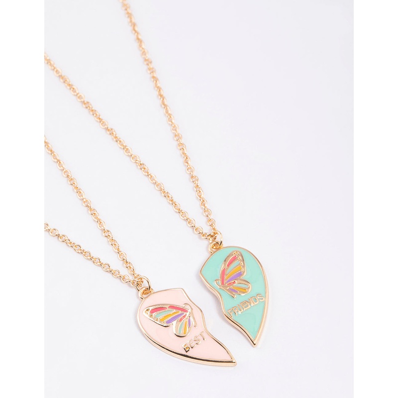 Kids Butterfly Heart BFF Necklace