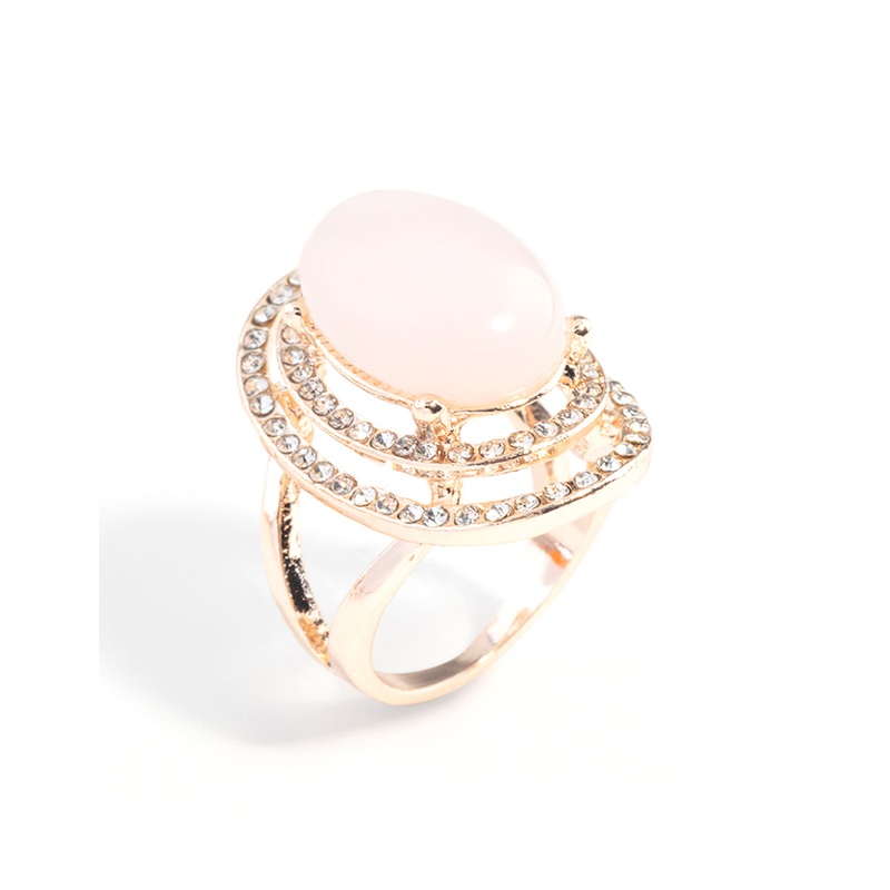 Rose Gold Pink Stone Diamante Ring