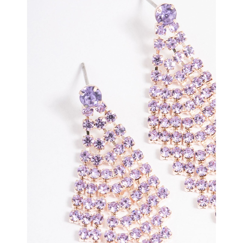 Rose Gold Tier Diamante Drop Earrings