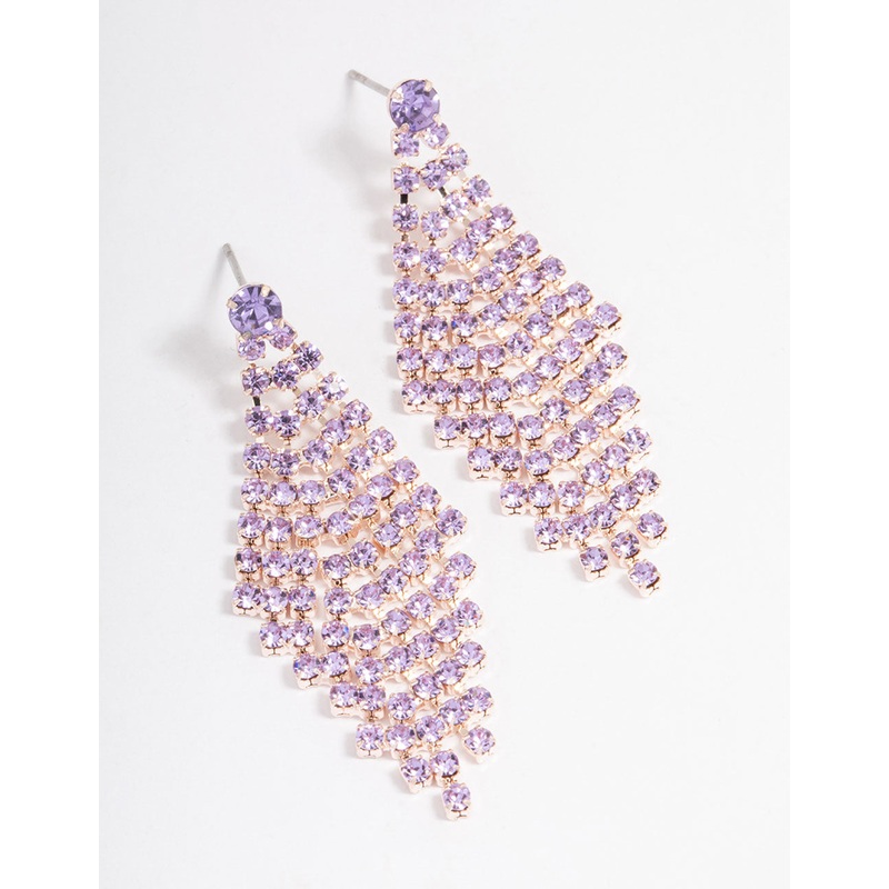 Rose Gold Tier Diamante Drop Earrings