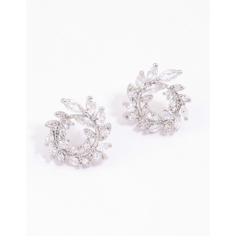 Silver Mini Wreath Stud Earrings