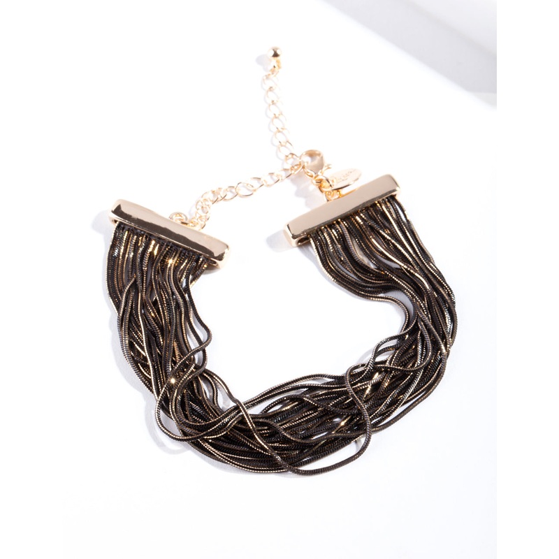Black & Gold Dia Cut Chain Bracelet