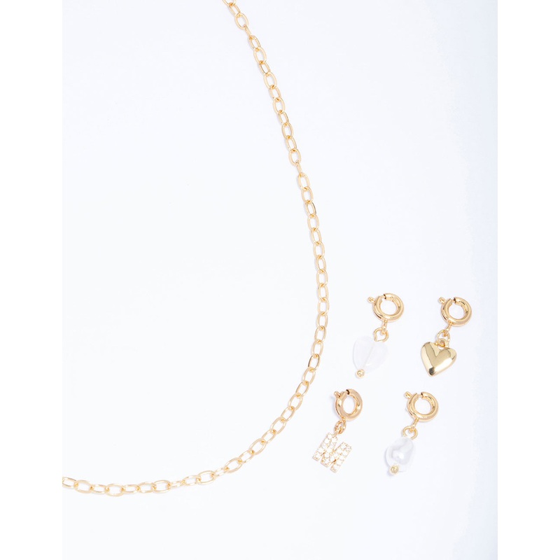 Gold Plated  Letter M Customisable Charm Necklace