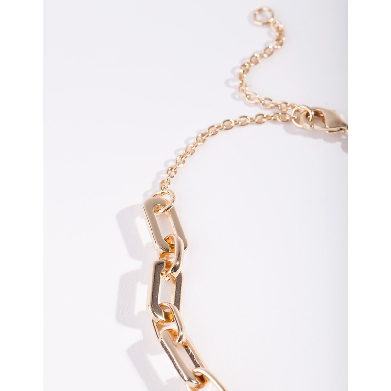 Gold Rectangle Chain Bracelet
