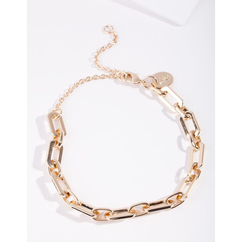 Gold Rectangle Chain Bracelet